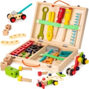 wooden toolbox and tools