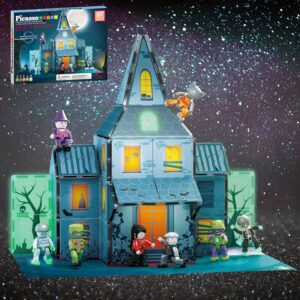 Magnetic tiles haunted house