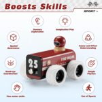 Classic Wooden Fire Engine – BTB Pull-Back Toy Truck for Toddlers & Preschoolers, Retro Holiday Gift